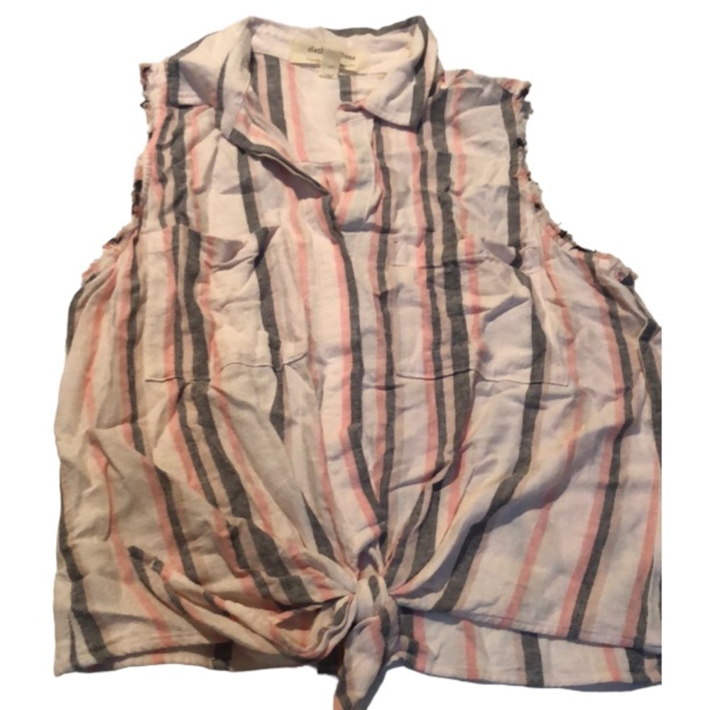 Cloth & Stone size small peach sleeveless striped linen blend button down